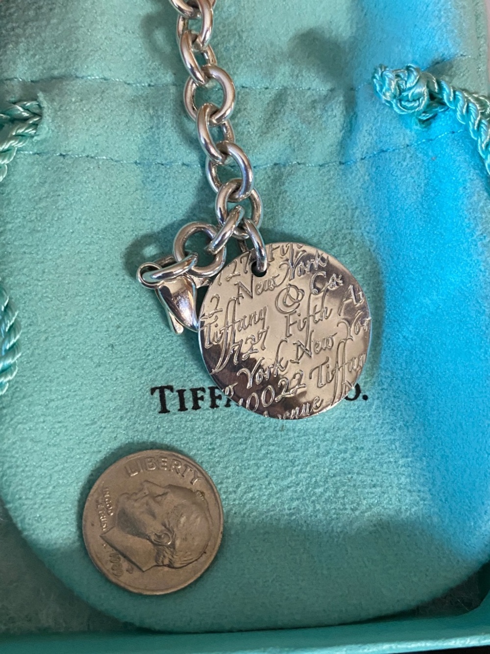 Tiffany & Co. Notes 5th Ave Round Tag Bracelet Sterling Silver 925 Retired 7.5” - Picture 6 of 6